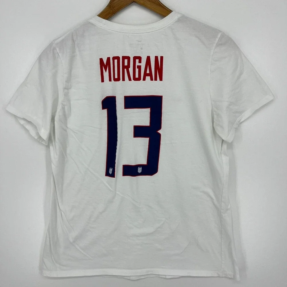 Nike T-Shirt Women's L White‎ US Soccer #13 Alex Morgan USA United States Futbol